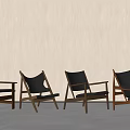 Modern Stylish Leisure Accent Chairs With Wooden Frame And Black Upholstery Design