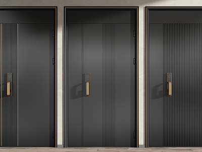 Modern security door entry door sub-door metal door 3d model