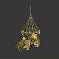 Small Wooden Pavilion Structure With Pointed Roof Steps And Items On