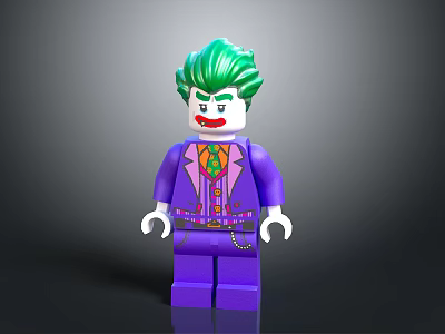 Lego Joker Minifigure With Green Hair Purple Outfit And Chain Details 3d model
