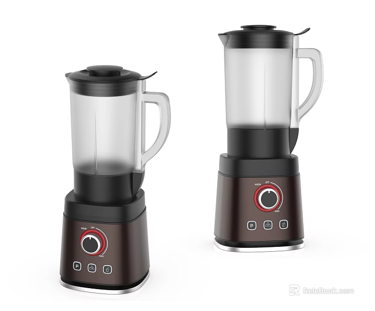 Two Modern Kitchen Blenders With Transparent Jars And Control Panel Design 3d model 