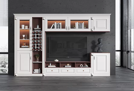 Jianou TV background cabinet multi-function TV cabinet 3d model