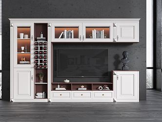 Jianou TV background cabinet multi-function TV cabinet 3d model