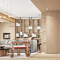 Modern Minimalist Living and Dining Room Interior With Wooden Walls Open Shelves And Cozy Lighting