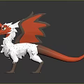 3D Fantasy Dragon Sculpture With Red White Brown Wings And Detailed Design