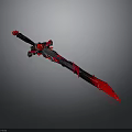 Futuristic Black and Red Sword Design With Sharp Blade And Decorative Handle 3d model