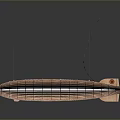 Brown Wooden Model Featuring Grid Like Design Red Circular Tail Part And Black Slender Rods
