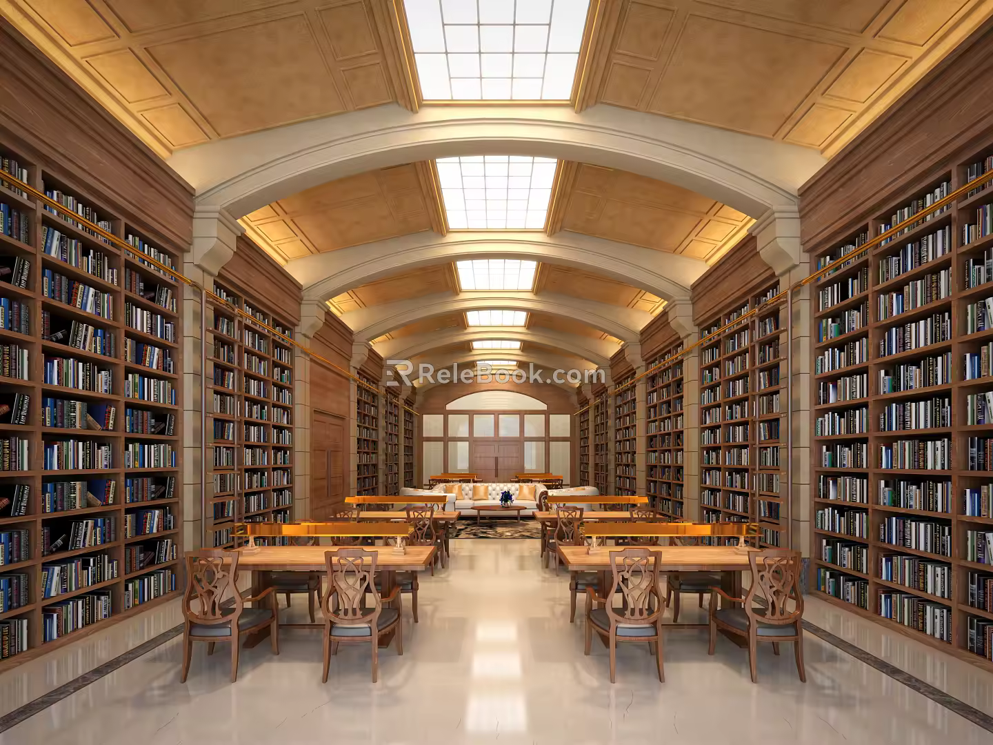 European Library Sofa Tables and Chairs 3d model