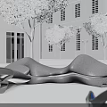Modern Outdoor Chair Featuring Curved Design And Durable Fabric For Comfortable Patio Seating
