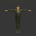 Military Uniform Figure Standing With Arms Outstretched Front View On Gray Background