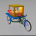 Colorful Tricycle Fruit Cart With Yellow Open Box Filled With Orange Fruits