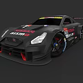 Nissan Black Race Car With Aerodynamic Design Racing Tires And Rear Spoiler