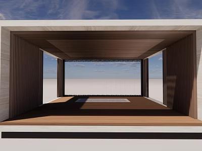 Modern Open Space Interior With Large Windows Wooden Ceiling And Natural Light 3d model