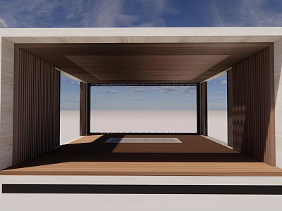 Modern Open Space Interior With Large Windows Wooden Ceiling And Natural Light 3d model