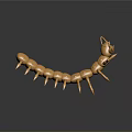 Golden Centipede Game and Movie Character with Detailed Armor and Sharp Legs