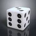 White Six Sided Die With Black Dots And Smooth Cube Surface 3d model