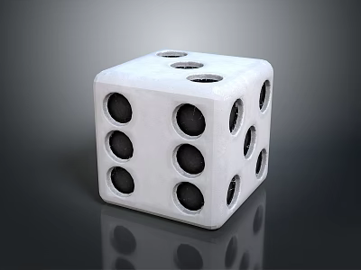 White Six Sided Die With Black Dots And Smooth Cube Surface 3d model