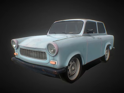 Light Blue Vintage Sedan With Round Headlights And Classic Front Grille Design 3d model
