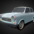 Light Blue Vintage Sedan With Round Headlights And Classic Front Grille Design