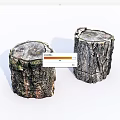 Natural Wood Stumps Featuring Stone Like Texture and Rustic Decorative Style 3d model