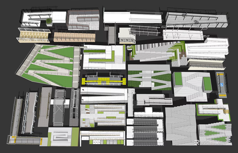 Various Fence Design Plans for Architectural and Landscape Layout Details 3d model 
