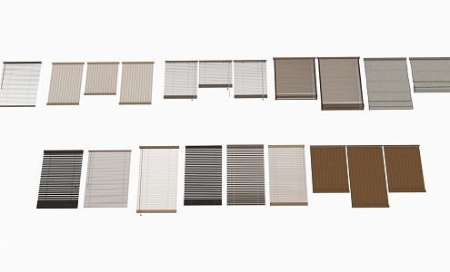 Curtain Blinds Wooden Blinds 3d model