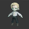 Game Movie Character With Blonde Hair Green Eyes Light Colored Shirt Dark Pants Brown Boots