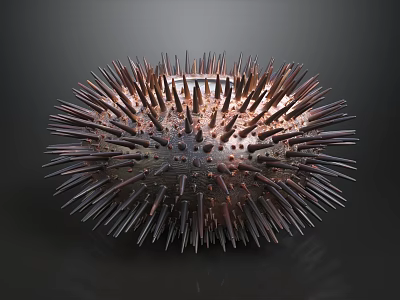 Modern Sofa Coffee Table Combination With Urchin Like Spiked Copper Spherical Design 3d model