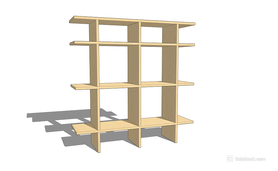 Light Wood Open Design Bookcase With Multiple Shelves And Simple Structure 3d model 