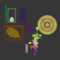 Elegant Decorative Ornament Set With Glass Table Lamp Vase Flowers Clock And Sculpture