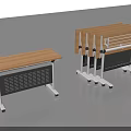 Foldable Conference Table With Wooden Top And Metal Frame Stackable Design For Office Use 3d model
