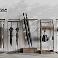 POLIFORM Stylish Wooden Umbrella Stands With Various Household Umbrellas On