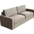 Light Gray Fabric Multi Person Sofa With Square Armrests And Comfortable Seats 3d model