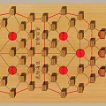Traditional Chinese Chessboard Game Design With Red Pieces And Grid Lines