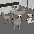 Round Kids Table With Matching Chairs Building Blocks Books and Soccer Ball in Modern Room