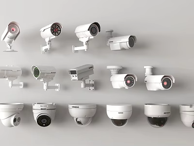 Various Types of Surveillance Cameras for Home Office and Outdoor Security 3d model