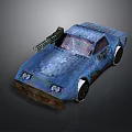 Blue Car 3D Model With Front Mounted Cannon And Detailed Design