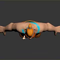 Cartoon 3D Man Character With Orange Hair Blue Beard Muscular Build Red Pants Orange Boots
