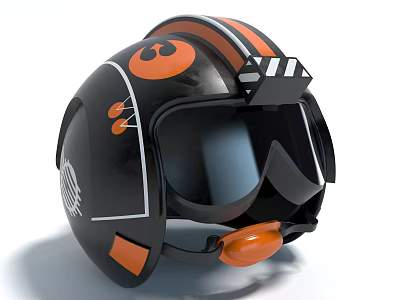 Stylish Black And Orange Hat With Goggles Stripe Logo And Decorative Accents 3d model