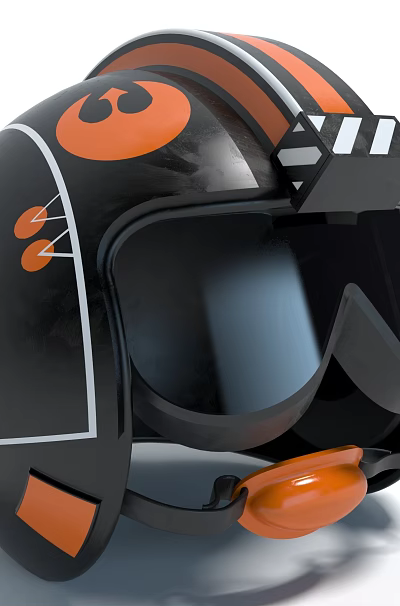 Stylish Black And Orange Hat With Goggles Stripe Logo And Decorative Accents 3d model