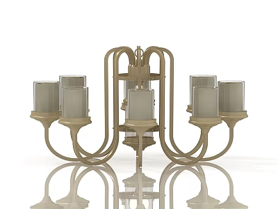 Elegant Modern Chandelier With Multiple Arms And Glass Shades Metal Frame Design 3d model