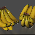 Fresh Yellow Banana Bunches on Gray Background with Natural Fresh Appearance