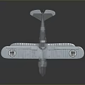 Detailed Vintage Light Blue Biplane Model With Wing Insignia Propeller And Cockpit