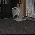 Modern Shell Shaped White Dining Chair With Light Wood Legs And Padded Seat