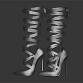 Fashionable Black High Heel Shoes Featuring Spiral Straps And Glossy Toe Cap