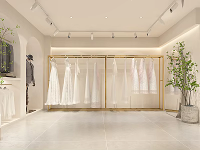 Modern Minimalist Wedding Gown Shop 3d model