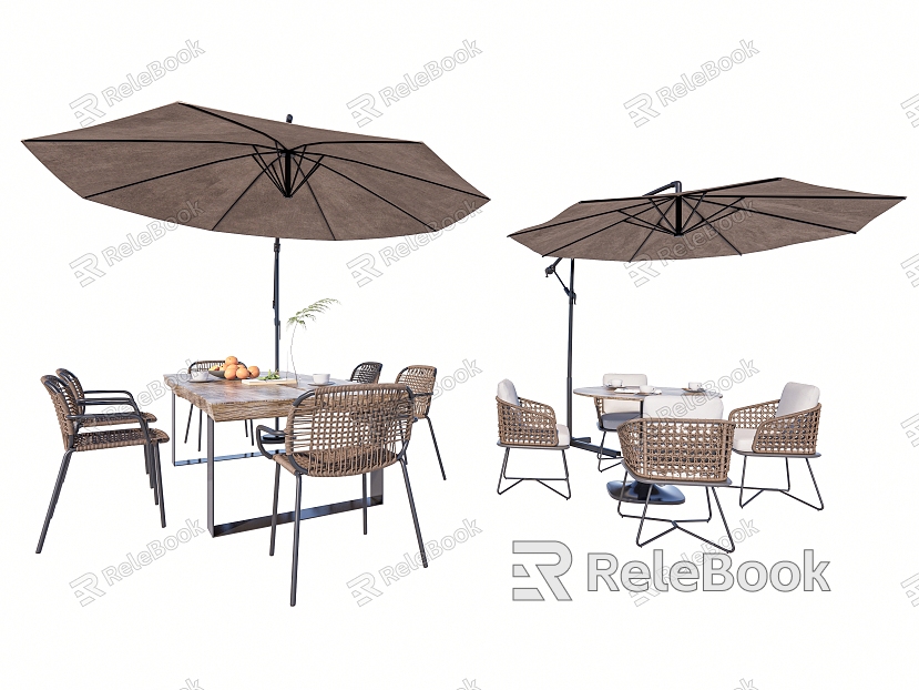 Outdoor Leisure Table and Chair Outdoor Dining Table and Chair Rattan Leisure Chair Negotiation Table and Chair with Parasol model