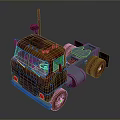3D Orange Truck Cab Model With Antenna And Front Details 3d model