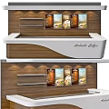 Modern Wooden Reception Desk For Abuelita Coffee With Menu Posters On Wall