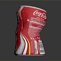 Dented Coca-Cola Can With Red And Silver Design And Water Droplets